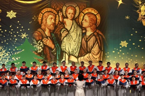 Protestants from the Nanjing Christianity Church sing carols during a Christmas function in Nanjing